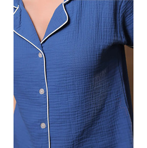 Ensemble de pyjama en gaze de coton premium pour femmes, vêtements de nuit doux pour l'été, fournisseur OEM ODM - Product Image 4