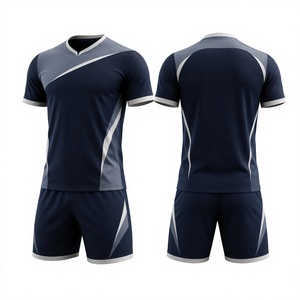 Custom Sublimated <b>Soccer</b> Uniform Set White and Navy Professional Team Football Kit Lightweight Breathable Training Jersey Shorts - Product Image 3