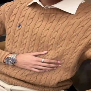 Suéter de Punto Grueso para Hombre, Estilo Aran, con Parches de Lana y Cachemira, Estilo Pescador, Antiarrugas, Antiencogimiento, Transpirable, para Invierno - Product Image 2