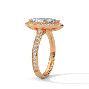 Luxury 14K Rose Gold GRA Certified Women <b>Ring</b> Brilliant Marquise Cut Lab Grown Diamond <b>Ring</b> And Side Paved Diamond Band Design - Product Image 2