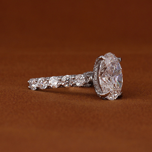 Bague de fiançailles en diamant de laboratoire ovale de 5 carats, or 14 carats, bague de mariage - Product Image 2