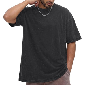 T-shirt Homme Vert Uni Col Rond Manches Courtes 100% Coton Jersey Coupe Oversize Décontracté Hip Hop Respirant Tissu 320g - Product Image 4