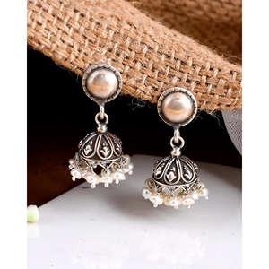 Meera Jaipur Vintage <b>Fine</b> <b>Hoop</b> Silver <b>Earrings</b> for Women - Product Image 4