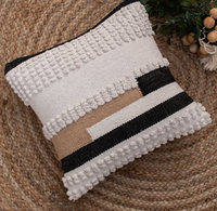 Housse de coussin lavable en coton tissé 100 % style moderne avec fermeture éclair, motif bohème imprimé numériquement pour la décoration de la maison et des hôtels