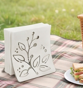Porte-serviettes en acier inoxydable en forme de feuille avec finition argentée, idéal pour les mariages, les hôtels et les accessoires de table - Product Image 4