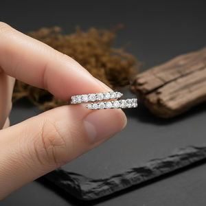 Belle bague ajustable en zircone cubique, design élégant, coupe ronde, alliance de mariage, argent sterling 925, bijoux de mariage pour anniversaire - Product Image 6