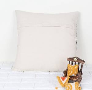 Housse de coussin décorative carrée en coton imprimé 100% texture bohème, rayures noires et blanc cassé, jacquard, PINKCITY(IHC) - Product Image 5