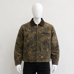 Custom <b>Men's</b> Winter Camouflage Quilted Corduroy Collar Zipper Detroit Style Work <b>Chore</b> <b>Jacket</b> OEM Private - Product Image 4