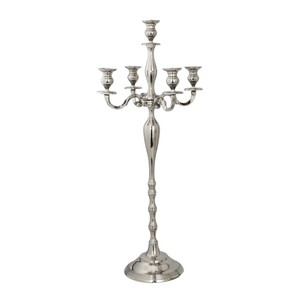 Candélabre moderne en nickel argenté à 5 lumières, support de sol en métal, centre de table pour banquet, mariage, fête, décoration intérieure - Product Image 1