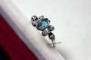 Anillo Ovalado de Alejandrita, Anillo de Compromiso de Plata Maciza con Diamantes, Piedra de Nacimiento de Junio, Piedra que Cambia de Color, Joyería para Aniversario de Bodas - Product Image 5