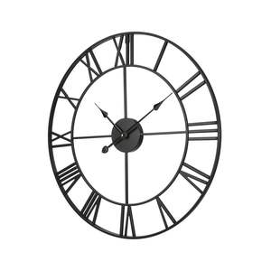 Horloge murale classique noire de style ferme, chiffres romains, fonctionne à piles, silencieuse, décoration intérieure, salon, chambre à coucher, bureau, salle à manger - Product Image 1