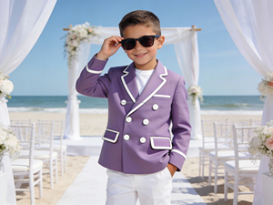 Ensemble de costume pour garçons, blazer rouge à double boutonnage pour mariage et fête |   Blazer formel pour enfants avec pantalon blanc - Product Image 3