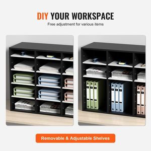 Organizzatore per Libri in Legno con 27 Scomparti, Ripiani Regolabili, Costruzione in MDF per Casa, Ufficio e Scuola - Product Image 2