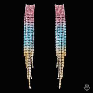 PRAO Ombre Rhinestone Fringe Declaración Pendientes Accesorio de moda multicolor - Product Image 3