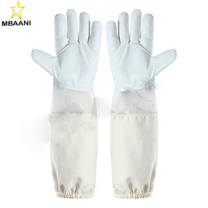 Guantes de Apicultura Ventilados, Guantes de Apicultor de Piel de Cabra para Hombre y Mujer, con Mangas Ventiladas y Puños Elásticos - Product Image 1