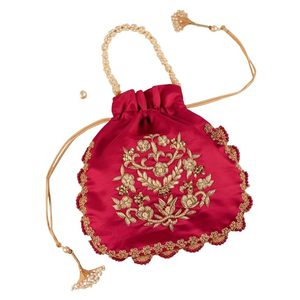 Bolso étnico indio económico con hermoso bordado y pedrería a mano para sari, lehenga, traje salwar y ropa festiva - Product Image 6