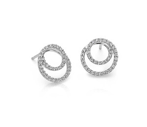 10K Gold Double Loop Lab Grown Diamond Circle Earrings - Product Image 1