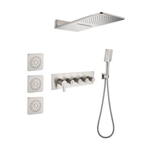 Wall Mounted Rain <b>Shower</b> <b>System</b> with 3 Body Sprays and Handheld <b>Shower</b> Bathroom Faucet Accessories - Product Image 1