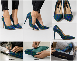 Chaussures à talons aiguilles en tartan personnalisées pour femmes, dernières tendances |   Escarpins à talons hauts à bout pointu à motif écossais pour mariage |   Fabrication de chaussures de mode - Product Image 3