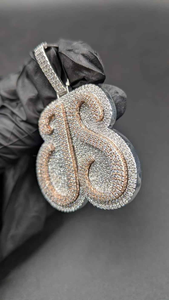 Moissanite <b>Silver</b> <b>Initial</b> Letter B Pendant Hip Hop Iced Out Two Tone Statement <b>Necklace</b> Luxury Bling Jewelry Gift For Men - Product Image 2