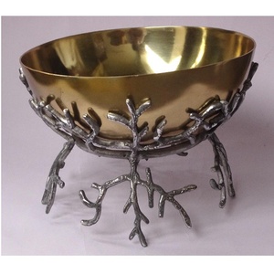 Tazón de Metal rústico con forma de hoja redonda con diseño minimalista en acabado de Base de latón de aluminio para centro de mesa de decoración del hogar - Product Image 3