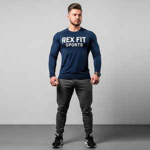 REXFIT SPORTS Camisetas de Manga Larga para Hombre al por Mayor, Tejido Deportivo Premium, Colección Casual de Fitness OEM - Product Image 1