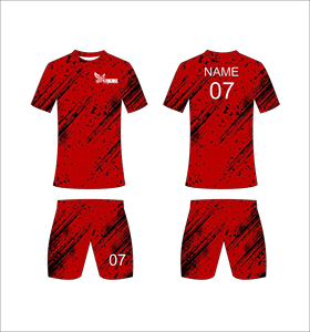 Conjunto de Uniforme de Fútbol Personalizado con Transferencia Térmica, Rojo, Transpirable, Antibacterial, para Hombre, 100% Poliéster - Product Image 1