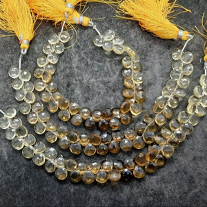 AAA Natural Bear Quartz Faceted Heart Shape Beads 8 To 9 MM Quartz Gemstone Beads 8 Inch Strand High Quality Faceted Bear Quartz - Product Image 1