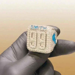 Bague de championnat personnalisée en moissanite, style hip-hop, sertie de pierres, bague statement, bijoux de luxe pour homme, bague tendance - Product Image 4