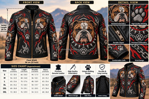 Veste en cuir de vache véritable pour homme, broderie complète personnalisée, lion, amoureux des animaux, veste streetwear vintage brodée - Product Image 5
