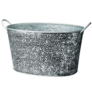 Elegant Embossed Galvanized Classic Ice <b>Bucket</b> Beverage Holder 5L Capacity Leafy Frond Detailing Available Wholesale Prices. - Product Image 5
