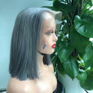 Vente en gros d'extensions de cheveux vierges vietnamiennes 100% de haute qualité perruque de cheveux bruts raides avec frontal de couleur grise - Product Image 5