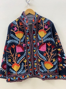 Bohemian Velvet Suzani Jacket Embroidered Jacket Oversize Winter Jacket Uzbek <b>Duster</b> Style Handmade Jacket Gift for Her - Product Image 2