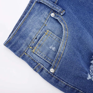 Shorts en jean déchiré avec poches avant et arrière, coupe droite, grandes tailles, pour femme, printemps-automne - Product Image 6