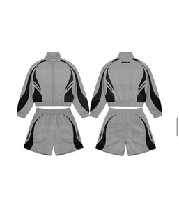 Unisex Tracksuit 2 Piece Zipper Jacket <b>Shorts</b> Set Full Sleeve Stand Collar Color Blocking Sporty Style Spring Adult Lightweight - Product Image 2
