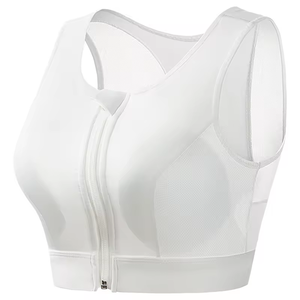 High Quality Racerback Sports <b>Bra</b> With Front Zipper Mesh Panel Medium Support Yoga Fitness Seamless Breathable Top Sports <b>Bra</b> - Product Image 2