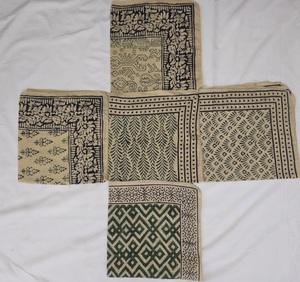 Block Print <b>Square</b> Cotton Bandana <b>Scarf</b> Indian Handmade Geometric Border Boho Natural Cotton Headscarf Neck <b>Scarf</b> - Product Image 5