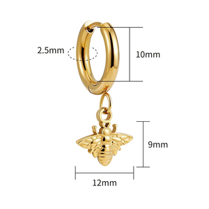 Orecchini Pendenti a Cerchio in Acciaio Inossidabile a Forma di <span class=keywords><strong>Ape</strong></span>, Impermeabili, della Serie Animali Carini, Gioielli Personalizzati alla Moda per Regali - Product Image 4