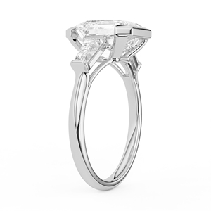 แหวนหมั้นเพชรทรง Asscher 3.5 กะรัต เพชรเลี้ยงในห้องปฏิบัติการ ทองคำแท้ 14K 18K ประดับเพชรทรง Baguette แบบเรียวสามเม็ด สำหรับผู้หญิง - Product Image 4