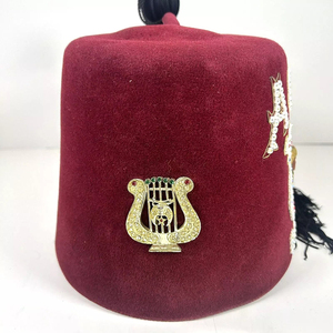 Chapeau Fez Shriners de Haute Qualité, Marron, Personnalisé, Chapeau Maçonnique avec Pompon Orné de Bijoux, Meilleure Vente, Chapeau Décontracté pour Sports de Plein Air, Plage et Voyage - Product Image 2