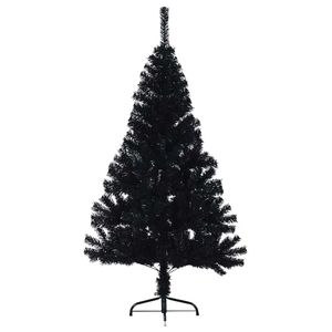 Sapin de Noël artificiel pré-éclairé avec 150 LED, 59,1 pouces, PVC, couleur noire - Product Image 6