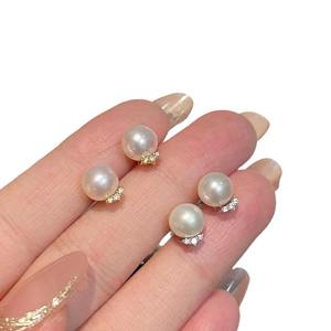 S925 Pure Silver Freshwater <b>Pearl</b> <b>Earrings</b> for Women High-End Design with Zircon Eyelashes Gentle Curve Niche Style - Product Image 5