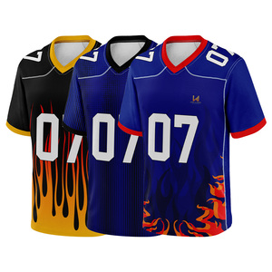 Maillots de football américain personnalisés de haute qualité, respirants, à manches courtes, unisexes, grandes tailles, 100 % polyester mesh, pour 4 matchs. - Product Image 1