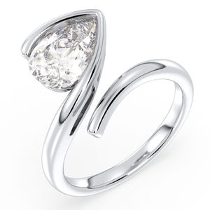 Bague élégante REYES à anneau ouvert avec goutte d'eau en argent sterling 925, moissanite certifiée GRA, pour femmes, bijoux fins - Product Image 2