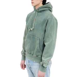 Sudadera con Capucha para Hombre, 300 GSM, Color Verde Jaspeado, Estilo Vintage Lavado, con Logotipo Personalizado, Ropa Urbana de Invierno - Product Image 2