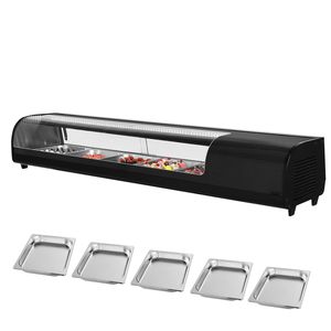 Vetrina Refrigerata Commerciale per Sushi con Illuminazione LED e Vetro Curvo da 2,9 Piedi Cubi, Espositore da Banco a 5 Vasche - Product Image 1