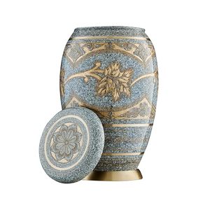 Classical Ceramic Teardrop <b>Urn</b> With Gold Leaf Design For Dogs - Product Image 3