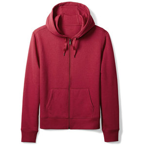 <b>Men's</b> <b>Red</b> Hooded Zip-Up <b>Sweatshirt</b> Regular Fit Cotton French Terry Casual Autumn Wear - Product Image 2