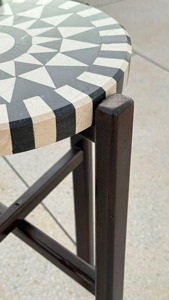 Modern <b>Marble</b> Top Nesting Stools With Wood Frame Contemporary Home <b>Bar</b> Furniture Black White Geometric Design - Product Image 2