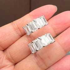 2.2CT Lab Grown Emerald Cut Diamond <b>Stud</b> Earrings | 14K Gold | hoop earring - Product Image 4